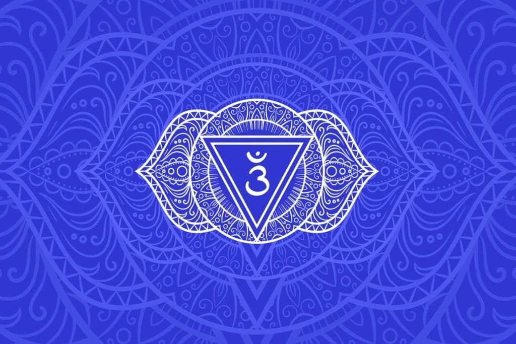 Vector Speritual Yoga Chakra Ícone: Sahasrara. Om Meditação Sinal