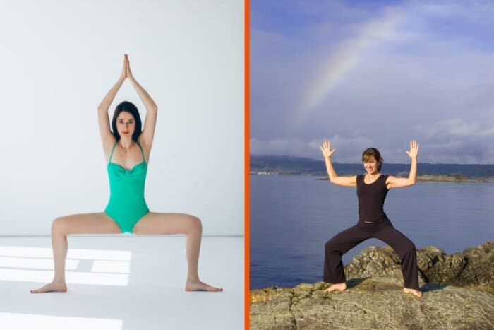 Utkata konasana: a postura da deusa Utkata konasana a postura da deusa