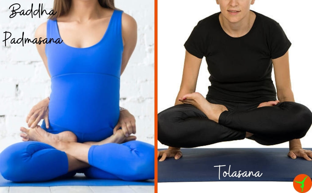 Variação Baddha padmasana Tolasana